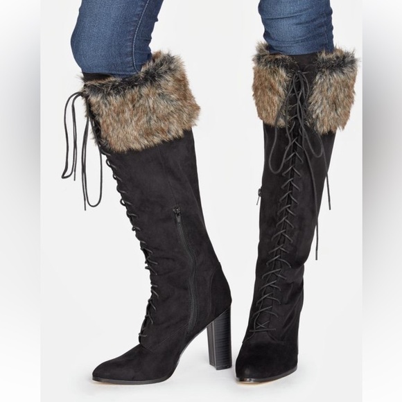 JUSTFAB Georgette faux fur heeled boots Size 8 - Picture 1 of 14